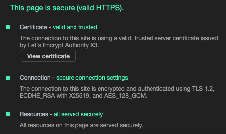 google chrome security tab