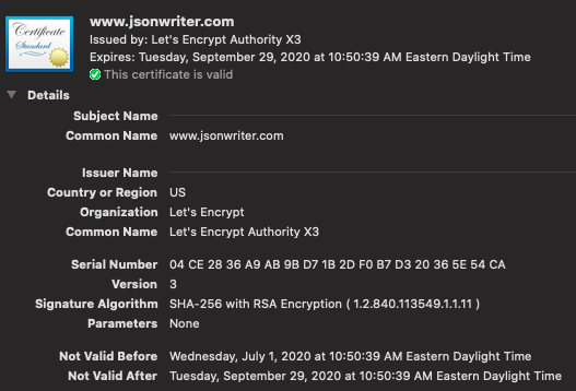 google chrome server certificate