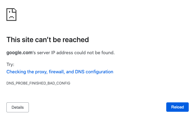 Site cannot be reached